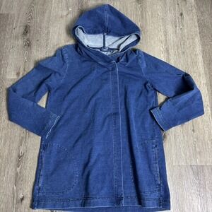Indigo Pure J.‎ Jill Missy Small Cotton Spandex Stretch Hooded Jacket Wrap